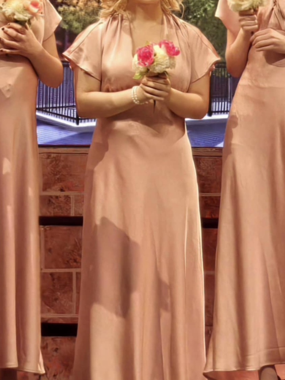 Target Rose Blush Satin Maxi Dress with V-Neck